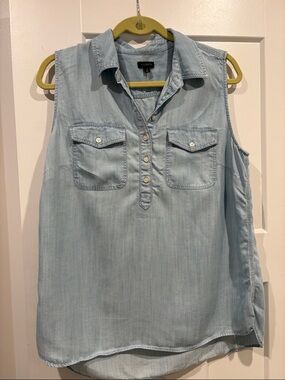 Talbots Light Blue Denim Sleeveless Popover Shirt